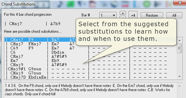 Chord Substitution window