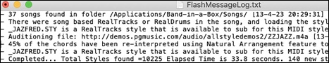 Notepad showing FlashMessageLog.txt